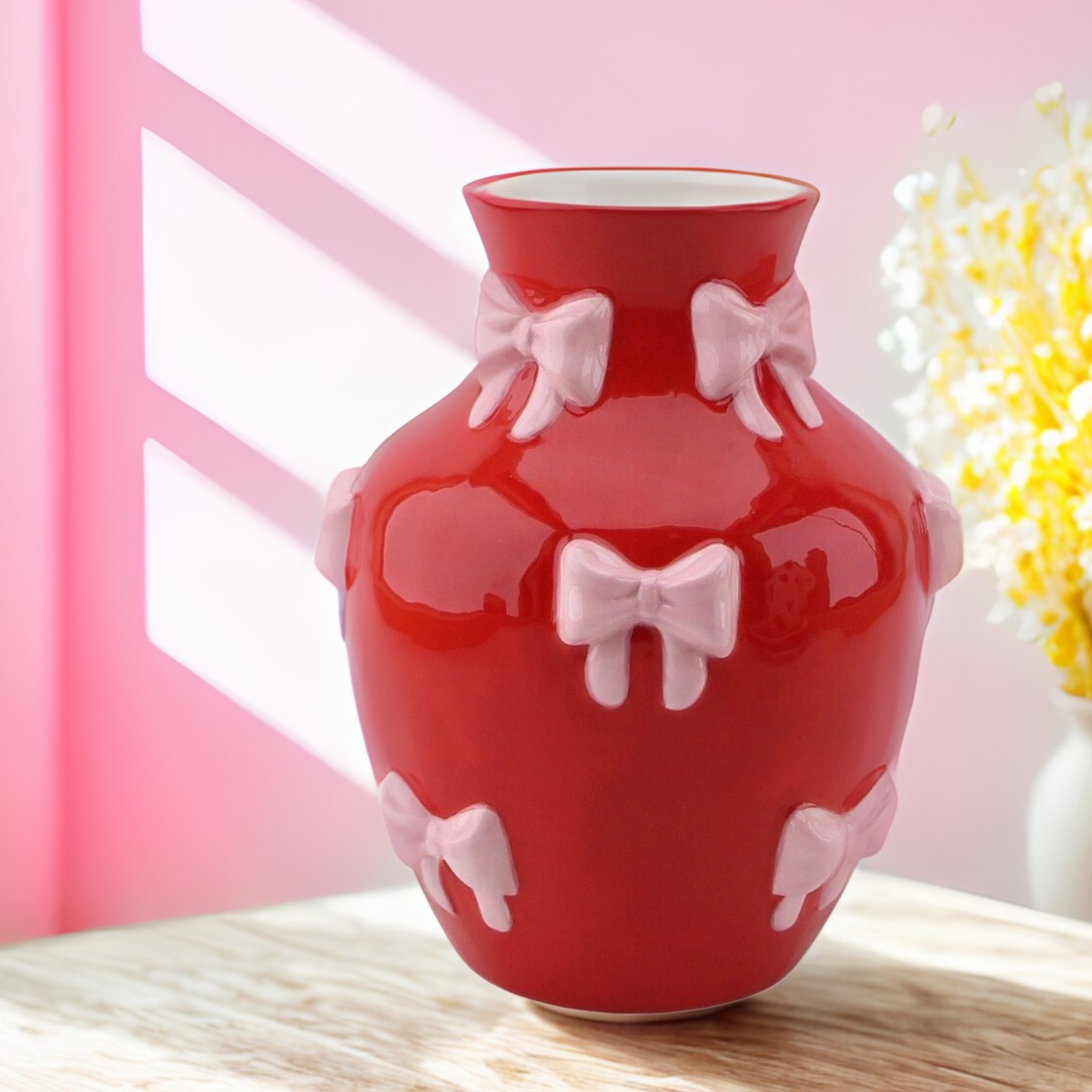 Ribbon Ruge - Rød vase med sløyfer